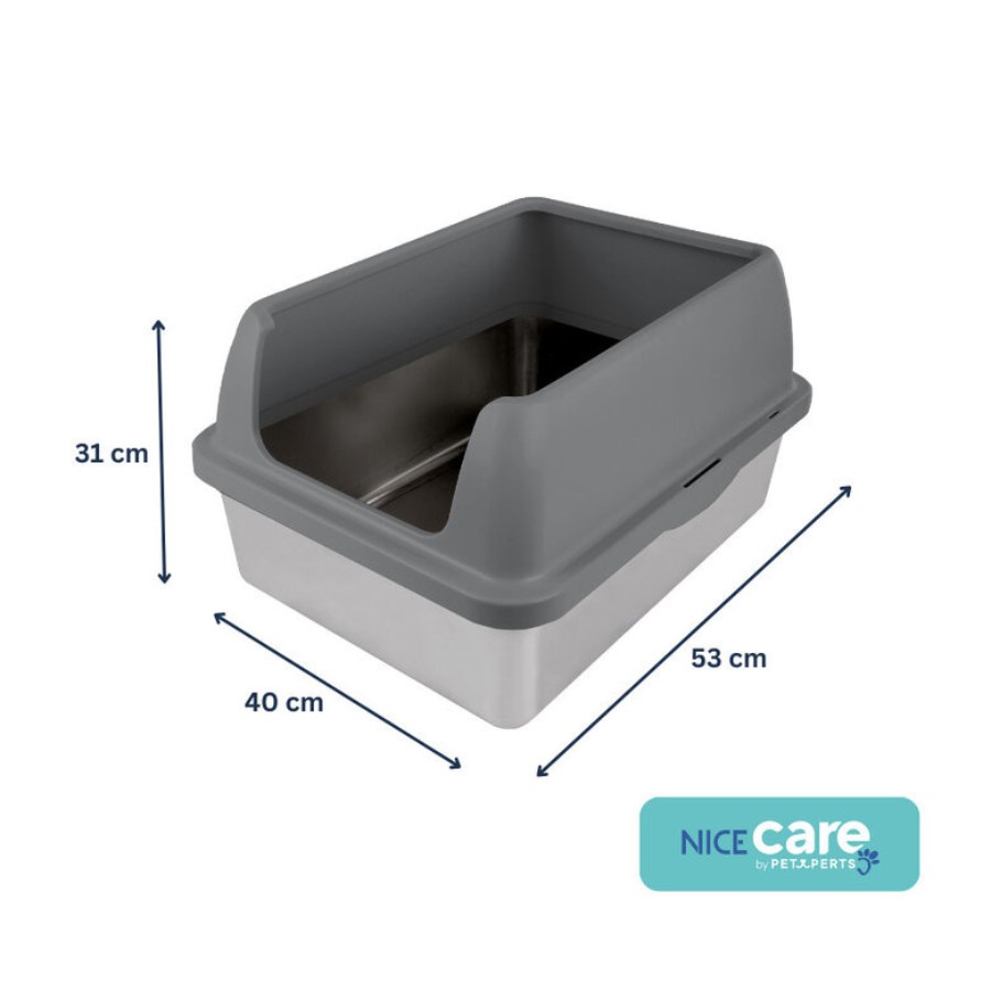 Arenero para gatos de acero inoxidable NiceCare bandeja sanitaria abierta, , large image number null
