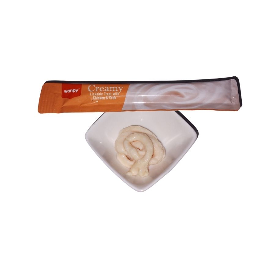 Wanpy Snack cremoso para gatos sabor pollo y cangrejo 70GR sin granos, , large image number null