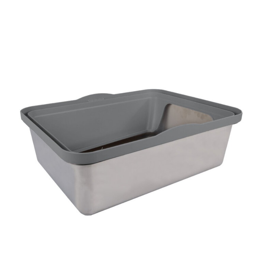 Arenero para gatos de acero inoxidable NiceCare bandeja sanitaria abierta, , large image number null