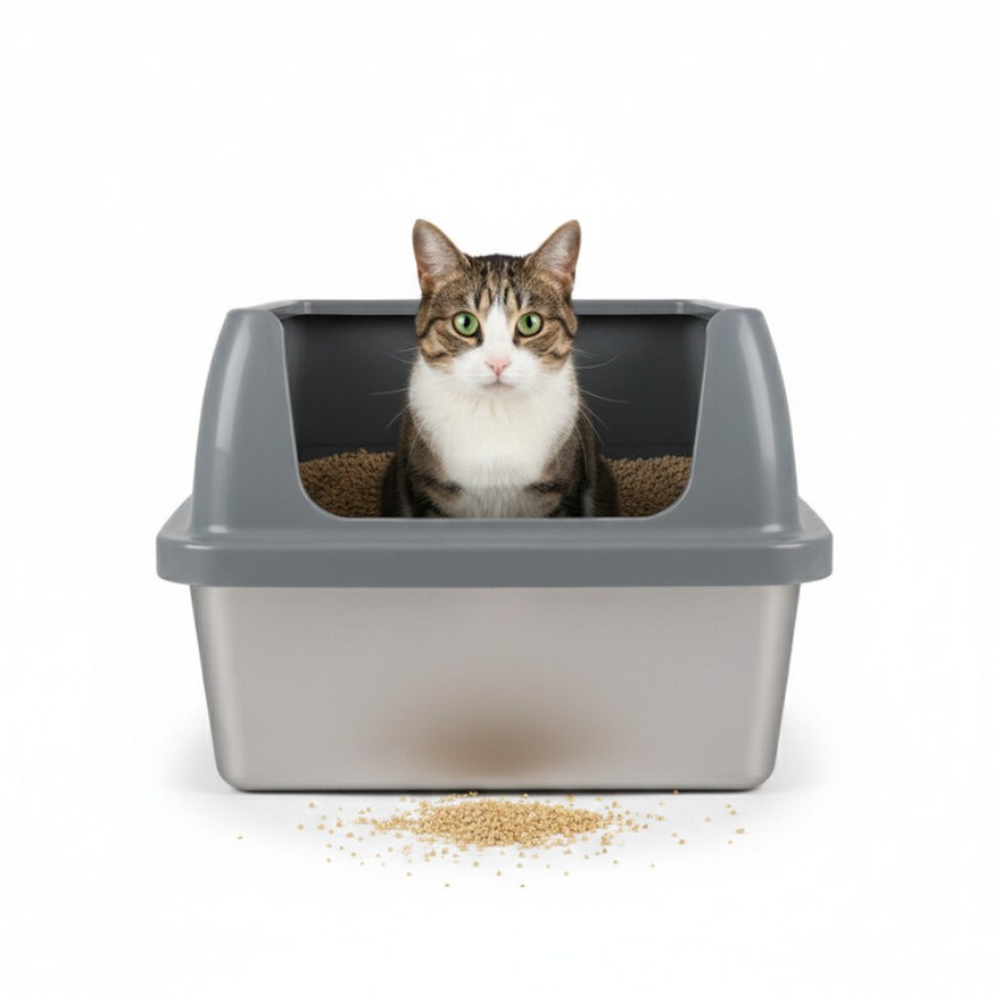 Arenero para gatos de acero inoxidable NiceCare bandeja sanitaria abierta, , large image number null