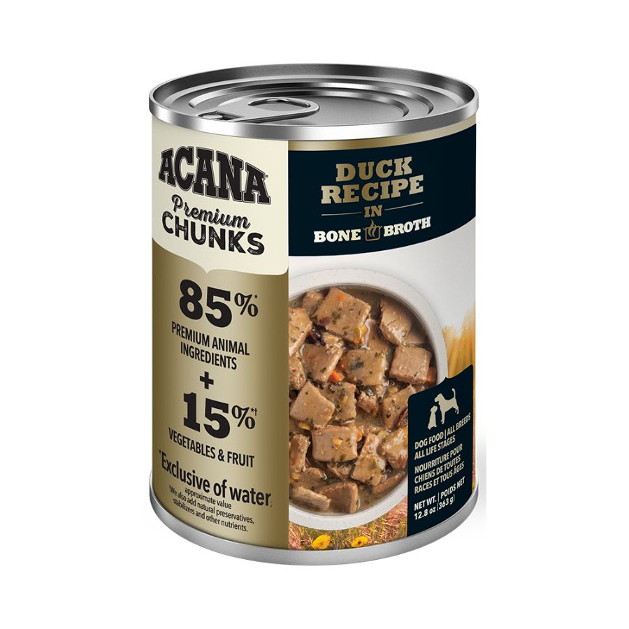 Acana receta de pato en caldo de huesos alimento húmedo para perros 363 GR