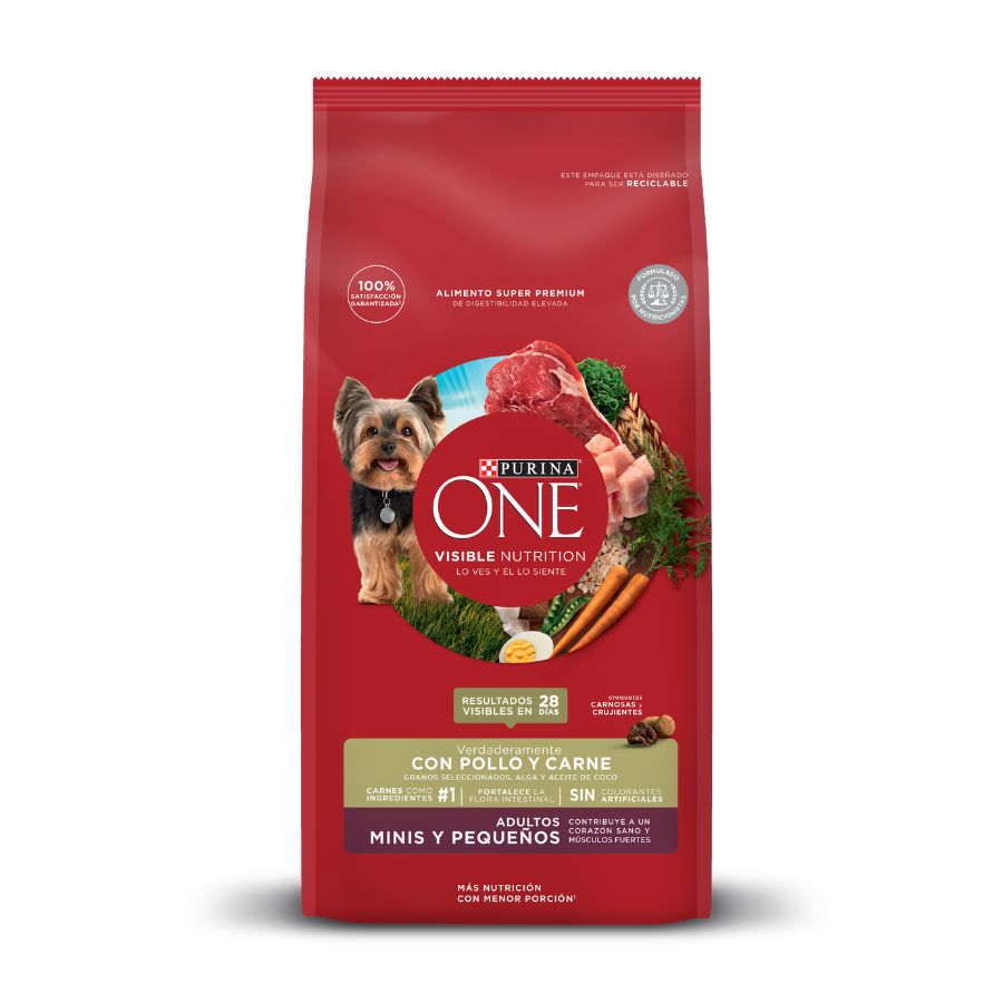 Alimento seco para perros PURINA® ONE® Adultos minis y pequeños sabor pollo y carne 2KG
