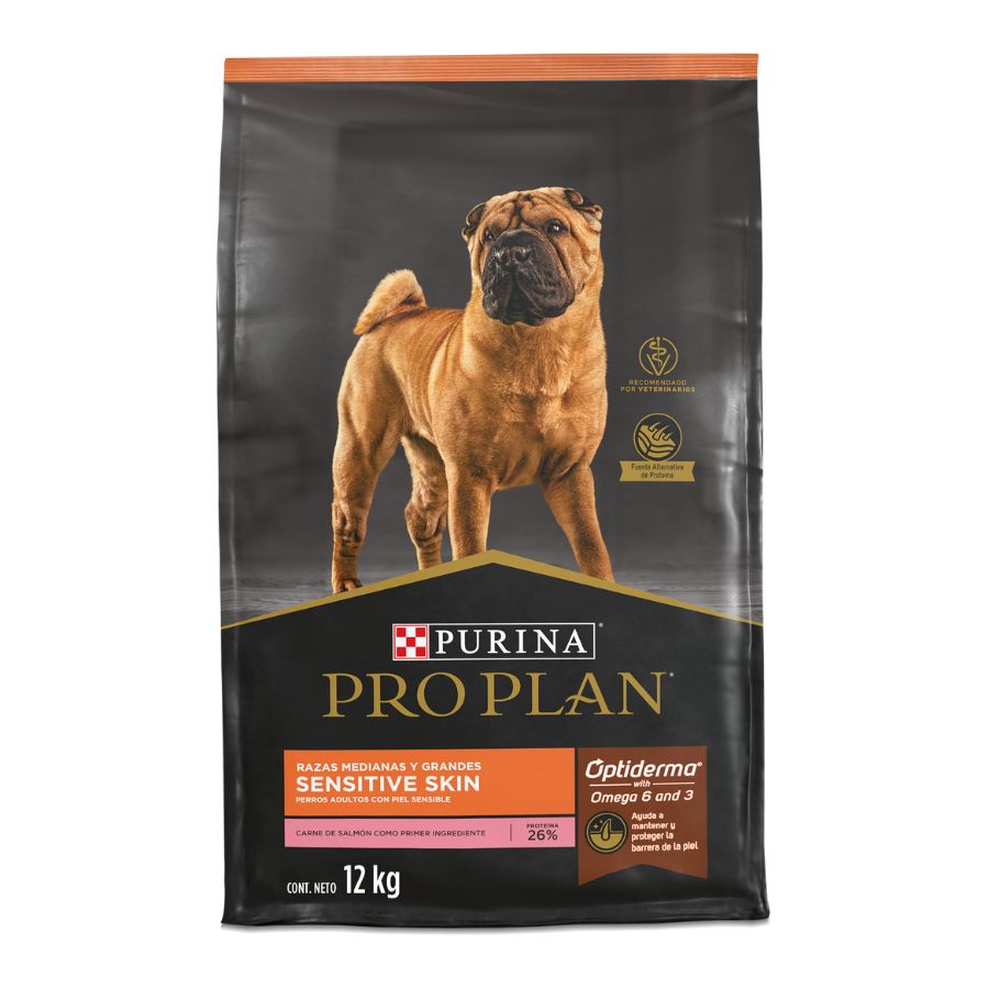 Alimento seco para perros adultos PRO PLAN®  para piel sensible raza mediana/grande 12KG