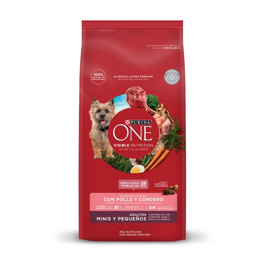 Alimento seco para perros PURINA&reg; ONE&reg; Adultos minis y peque&ntilde;os sabor pollo y cordero
