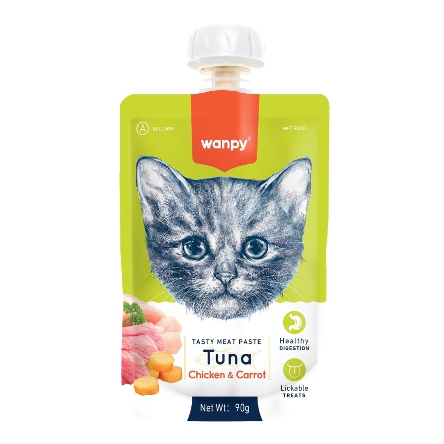 Cat tasty meat paste: at&uacute;n + pollo & zanahoria 90GR