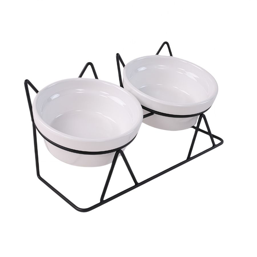 Leeby plato doble para gatos de ceramica forma gato 250ML, , large image number null