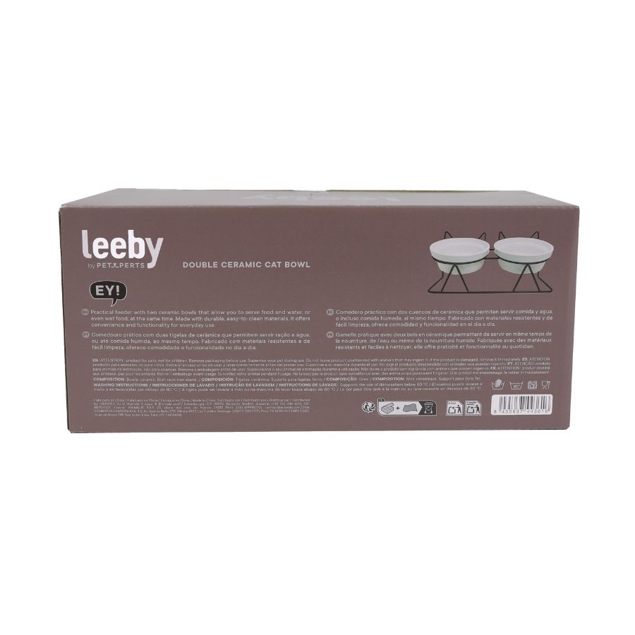 Leeby plato doble para gatos de ceramica forma gato 250ML, , large image number null