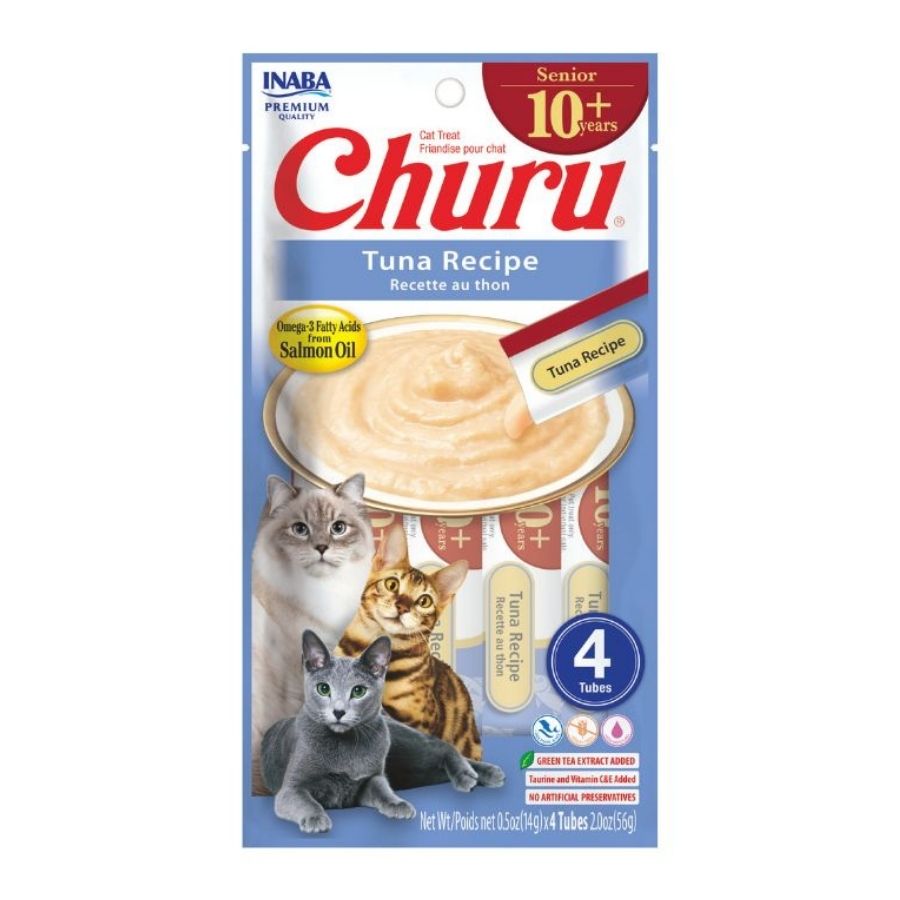 Churu snack para gatos senior 10+ sabor at&uacute;n 4 tubes 56GR
