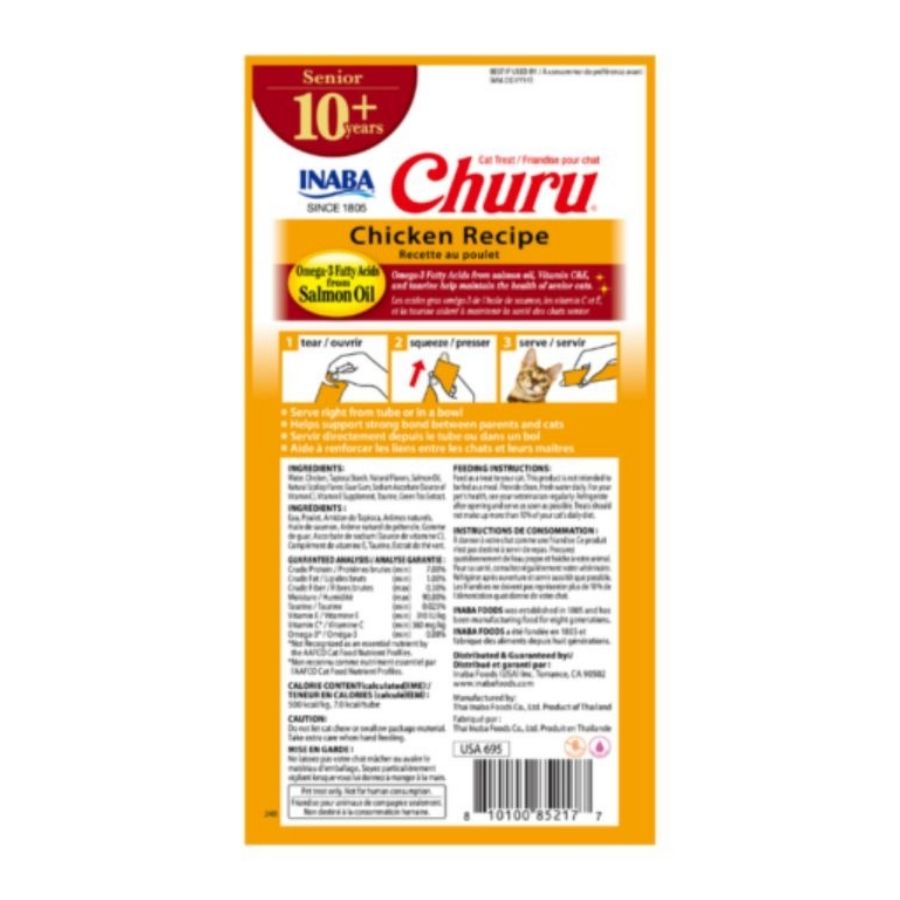 Churu snack para gatos senior 10+ sabor pollo 4 tubes 56GR, , large image number null