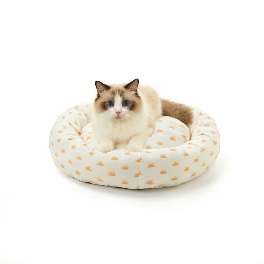 Leeby Cama Redonda Para Gatos Estampada Con Soles, , large image number null