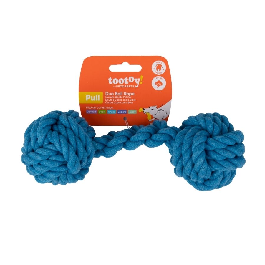 Tootoy! juguete cuerda doble con pelota para perro