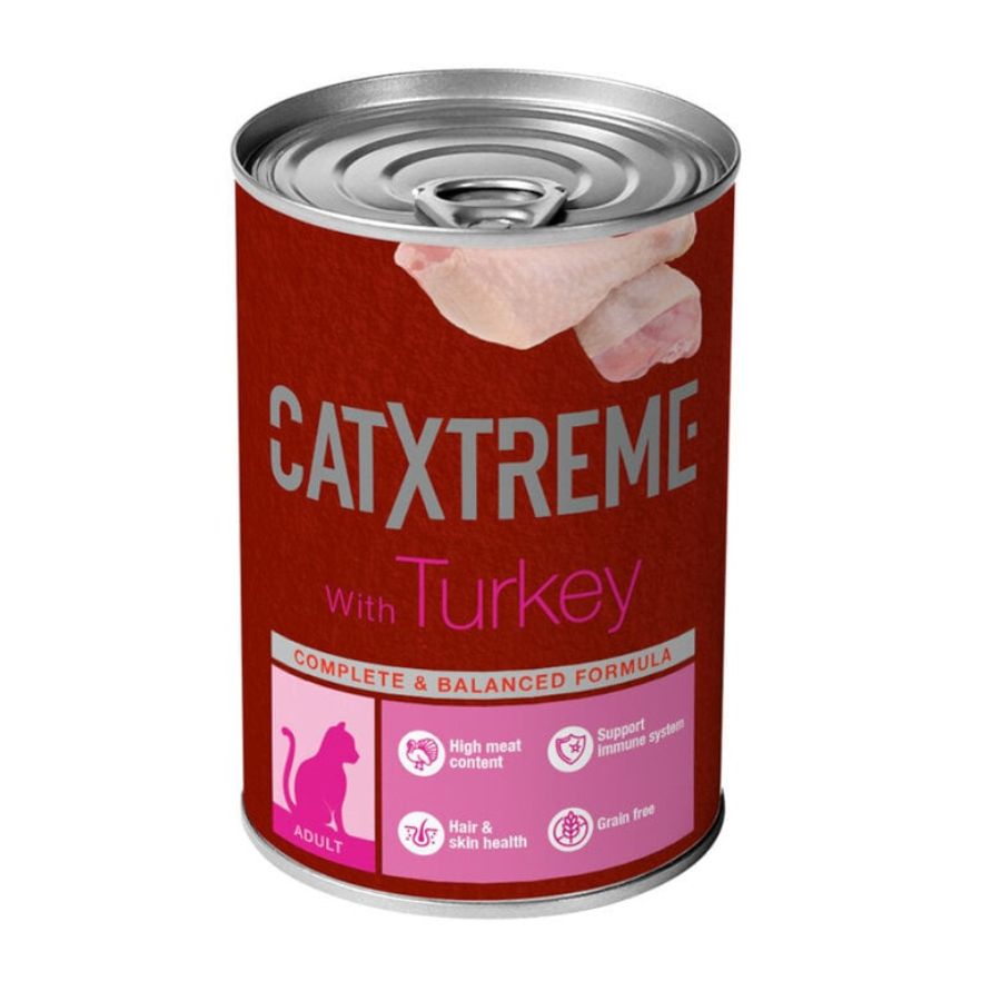 Catxtreme alimento h&uacute;medo para gatos adultos sabor pollo & pavo 400GR, , large image number null