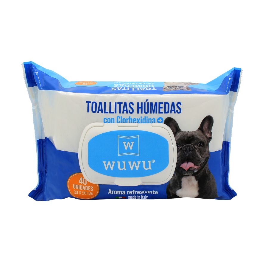 Wuwu toallita h&uacute;meda con clorhexidina para perros 40und, , large image number null