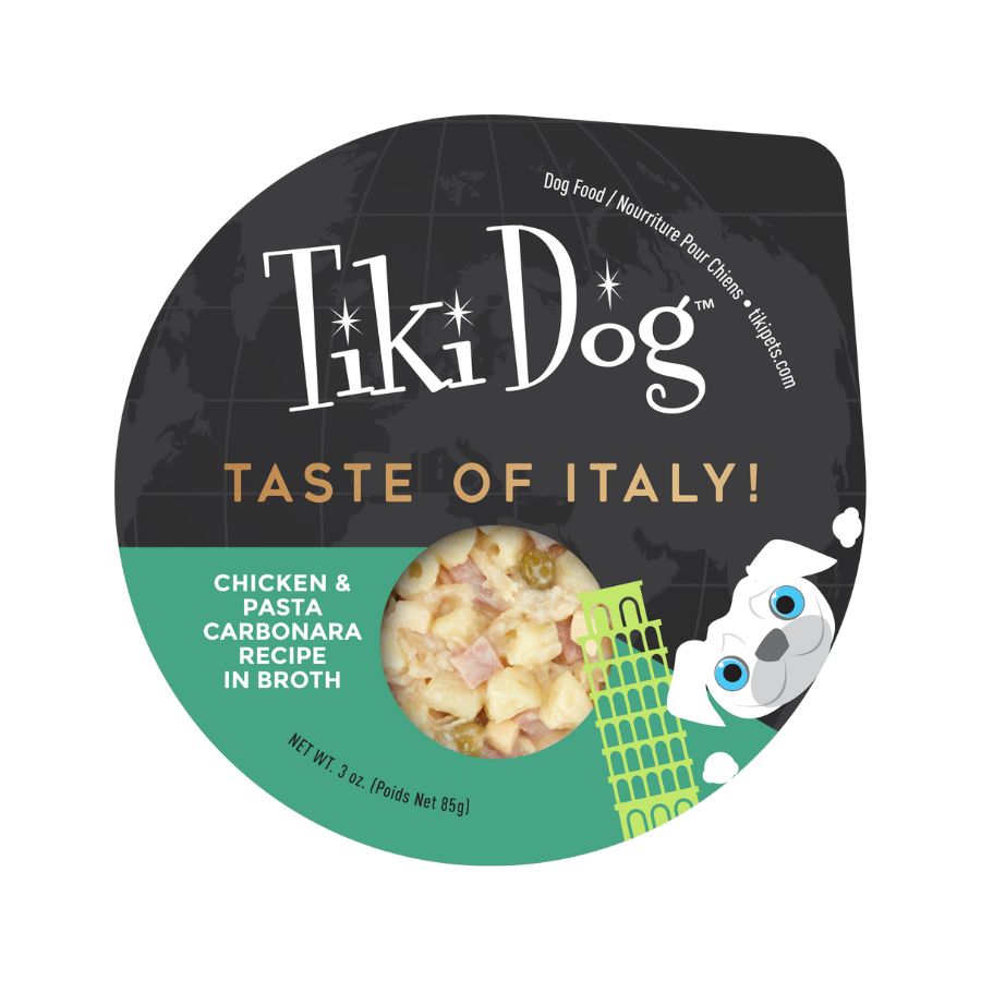 Tiki dog peque&ntilde;o sabor italia! pasta carbonara de pollo 85GR alimento h&uacute;medo para perros, , large image number null