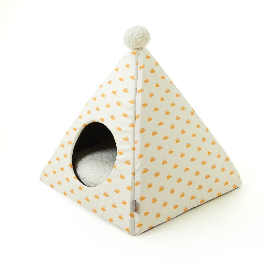 Leeby Cama Forma Piramide Estampada Con Soles Para Gatos, , large image number null