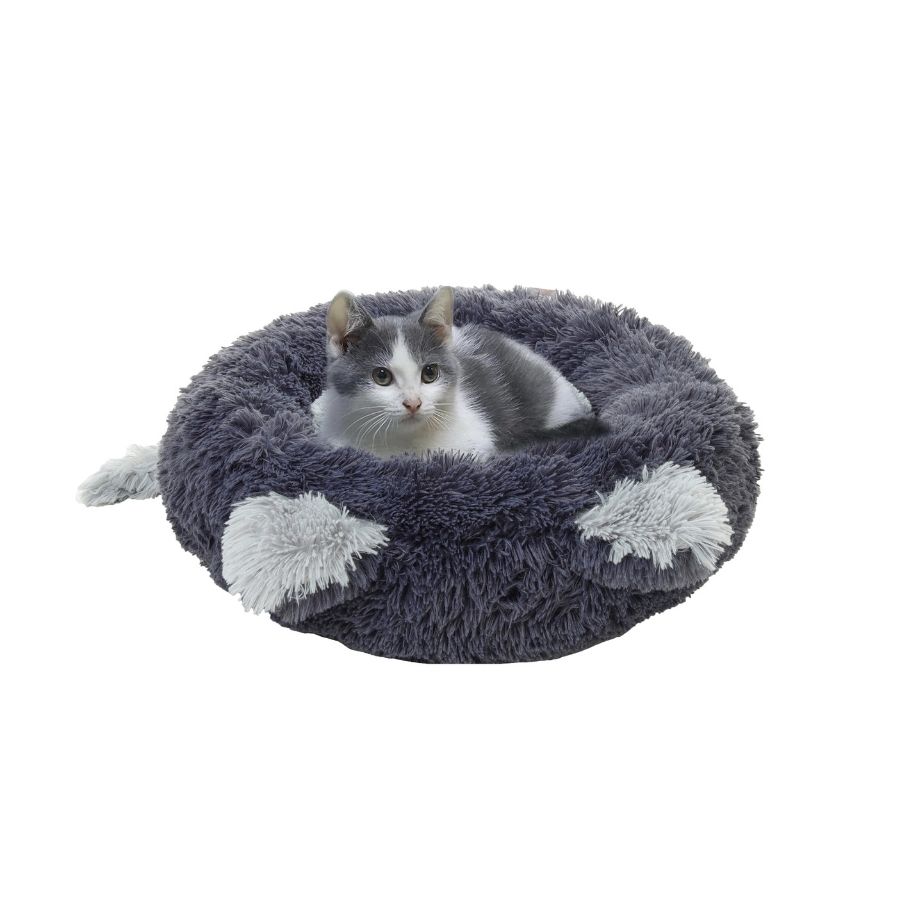 Leeby Cama Redonda Para Gatos Con Orejas Y Cola Color Gris, , large image number null