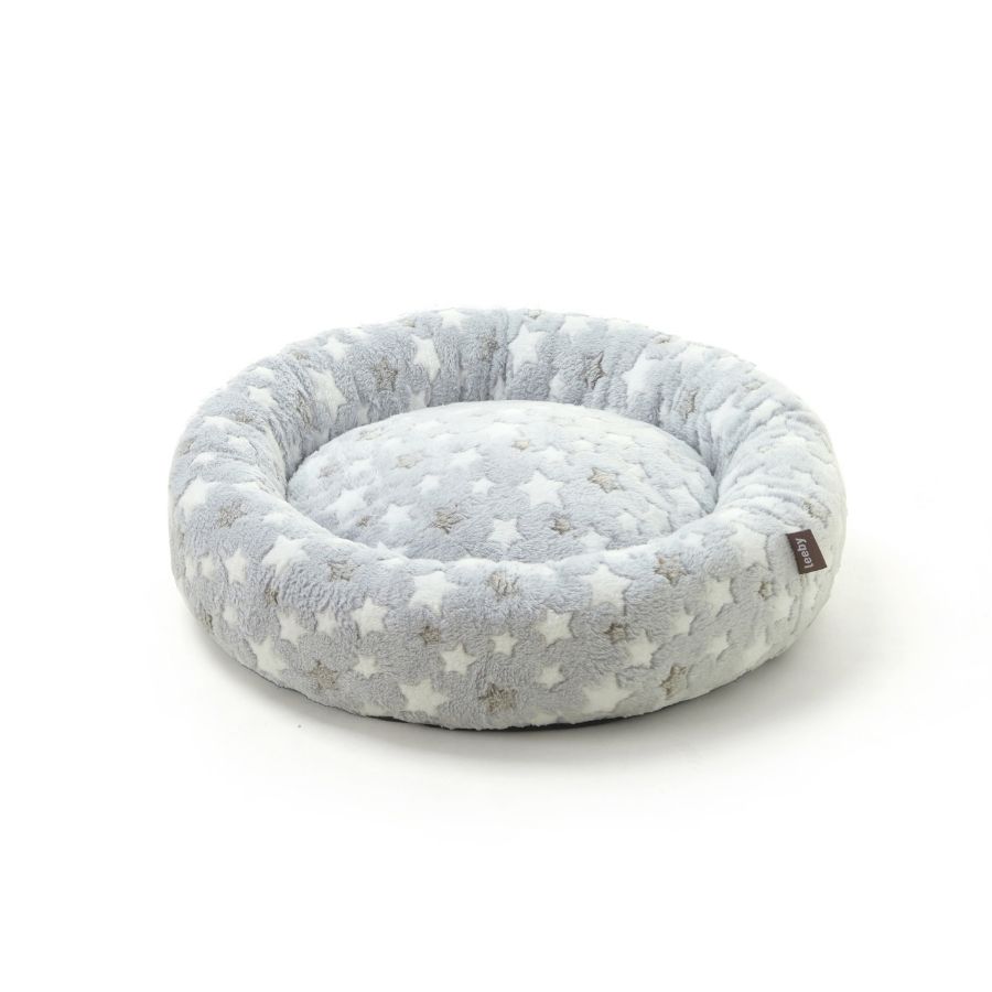 Leeby Cama Redonda Estampado De Estrellas Para Gatos Color Gris