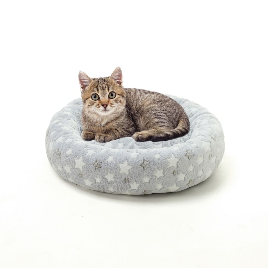 Leeby Cama Redonda Estampado De Estrellas Para Gatos Color Gris, , large image number null
