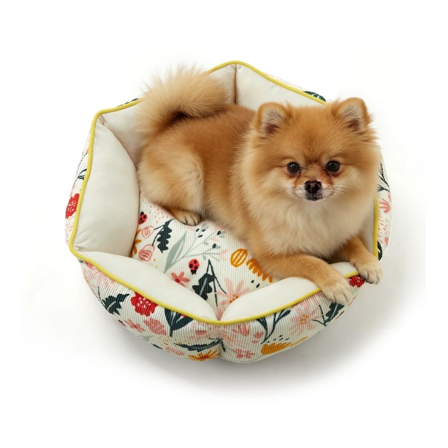 Leeby Cama hexagonal leeby con dise&ntilde;o floral para perros, , large image number null
