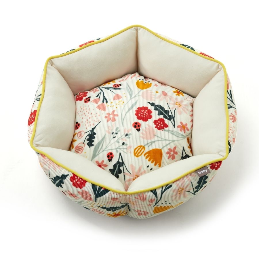 Leeby Cama hexagonal leeby con dise&ntilde;o floral para perros, , large image number null