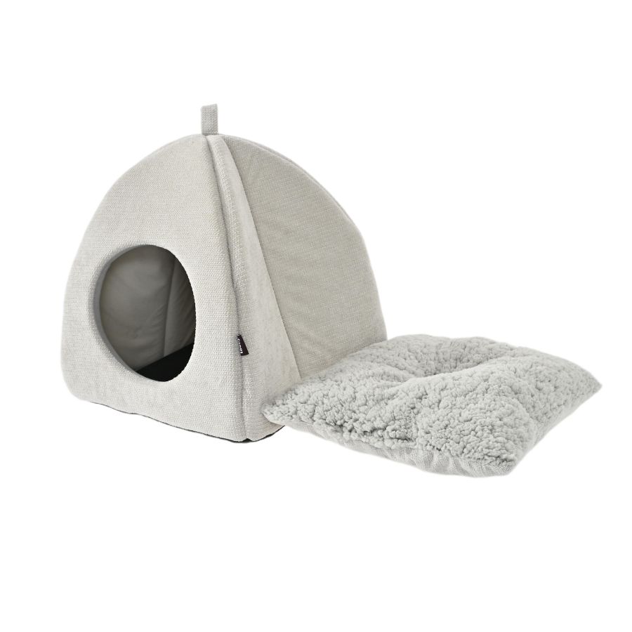 Leeby cama forma igl&uacute; para gatos color gris