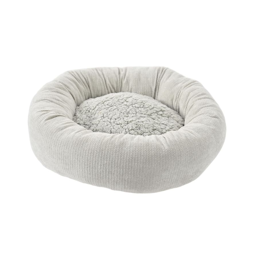 Leeby cama redonda tipo donut para gatos color gris