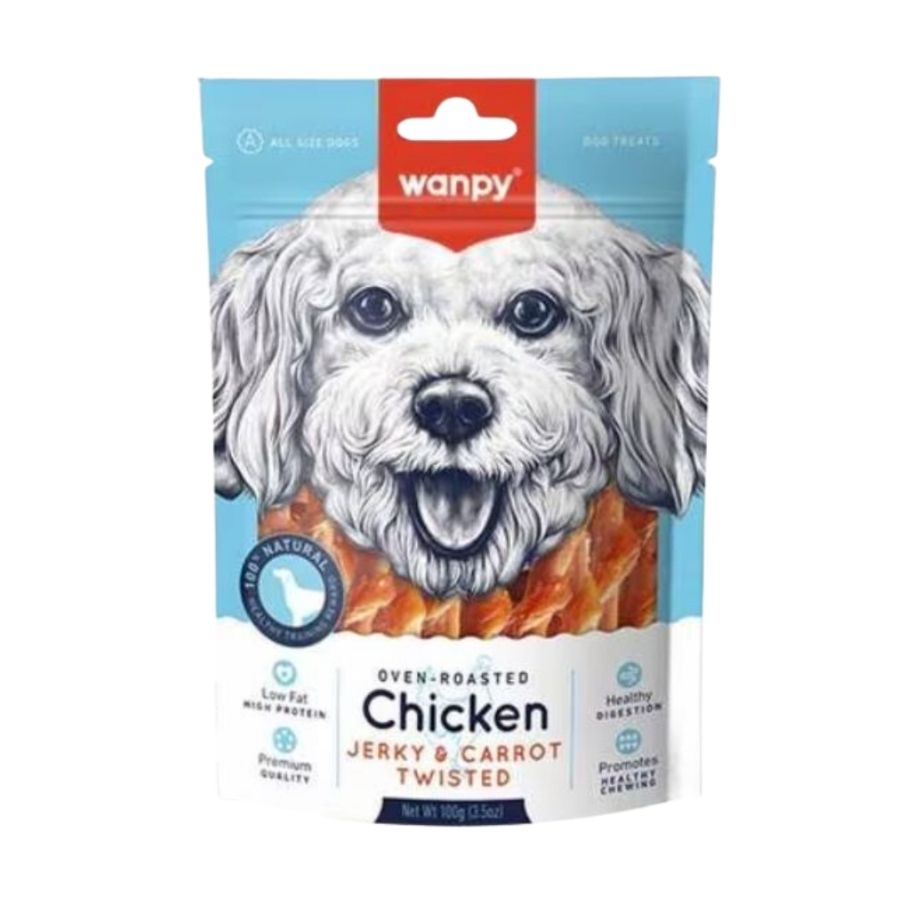 Wanpy Snack para perros palitos crujientes con pollo asado 100GR envueltos en zanahoria