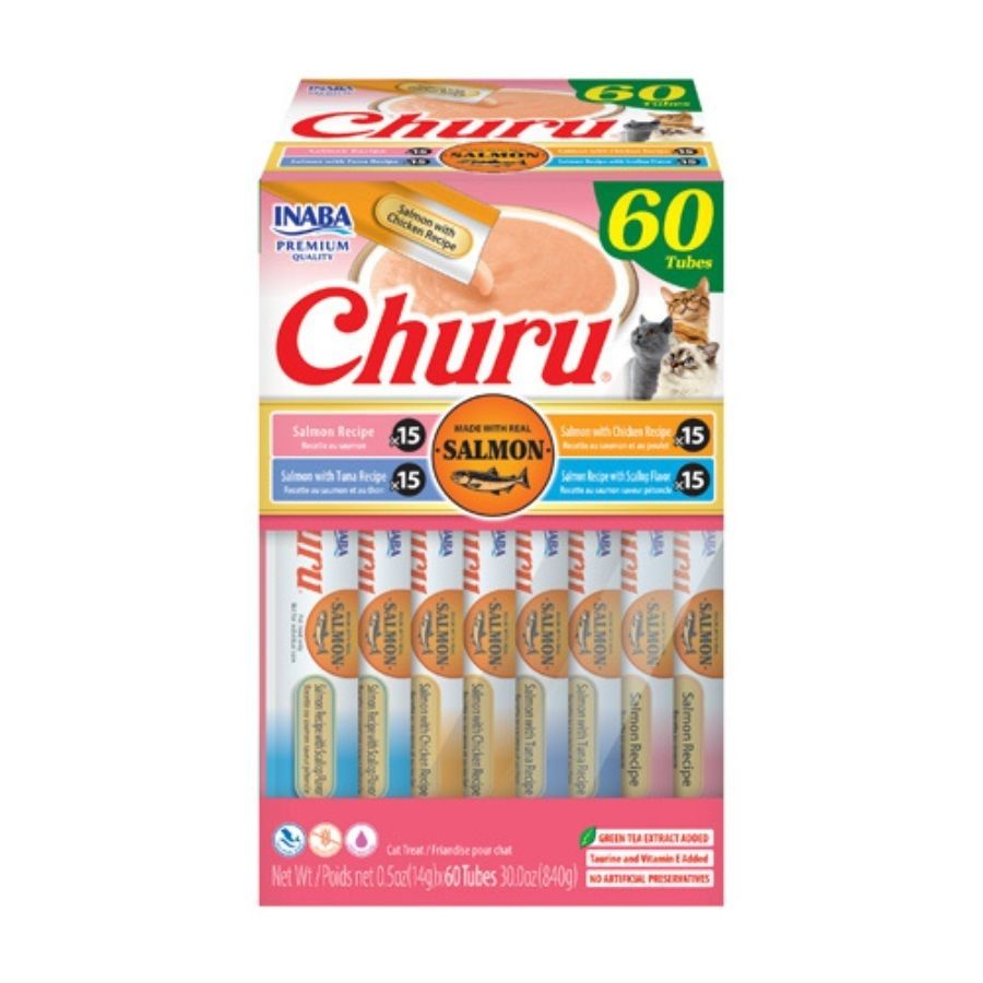 Churu snack para gatos variedad 60 tubos sabor salm&oacute;n 840GR, , large image number null