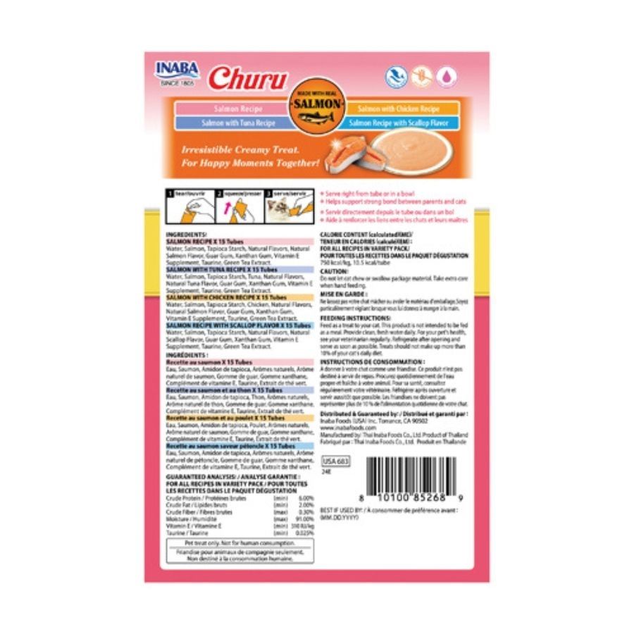 Churu snack para gatos variedad 60 tubos sabor salm&oacute;n 840GR, , large image number null