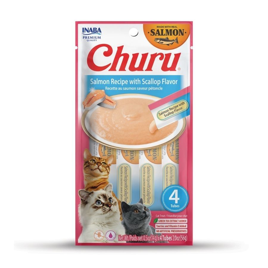 Churu snack para gatos 4 tubes sabor salm&oacute;n y ostion 56GR, , large image number null