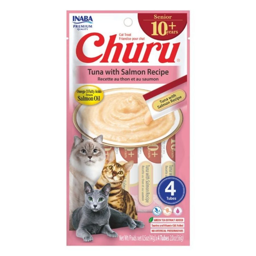 Churu snack para gatos senior 10+ sabor at&uacute;n y salm&oacute;n 4 tubes 56GR, , large image number null