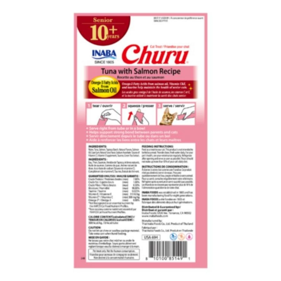 Churu snack para gatos senior 10+ sabor at&uacute;n y salm&oacute;n 4 tubes 56GR, , large image number null