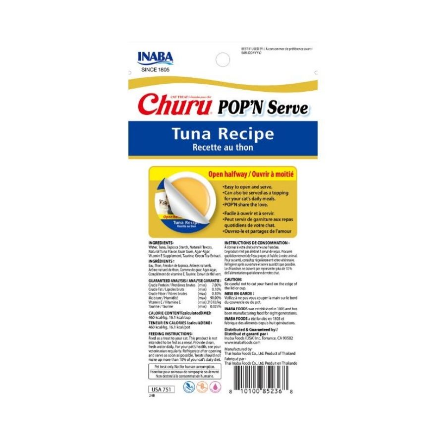 Churu snack para gatos 2 cups pop'n serve sabor at&uacute;n 70GR, , large image number null