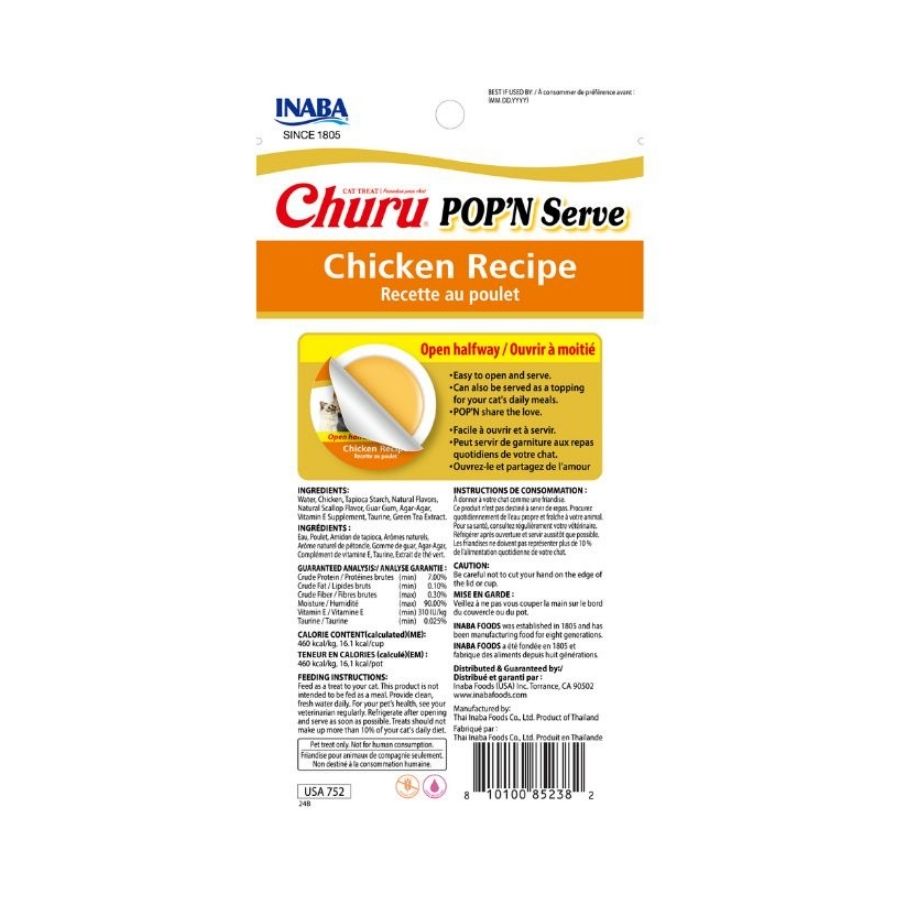 Churu snack para gatos 2 cups pop'n serve sabor pollo 70GR, , large image number null