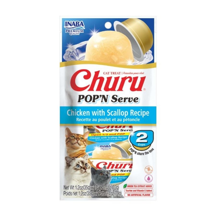 Churu snack para gatos 2 cups pop'n serve sabor pollo y osti&oacute;n 70GR, , large image number null