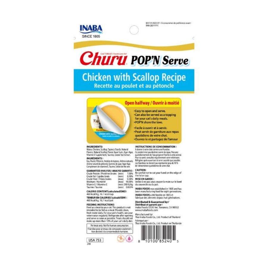 Churu snack para gatos 2 cups pop'n serve sabor pollo y osti&oacute;n 70GR, , large image number null
