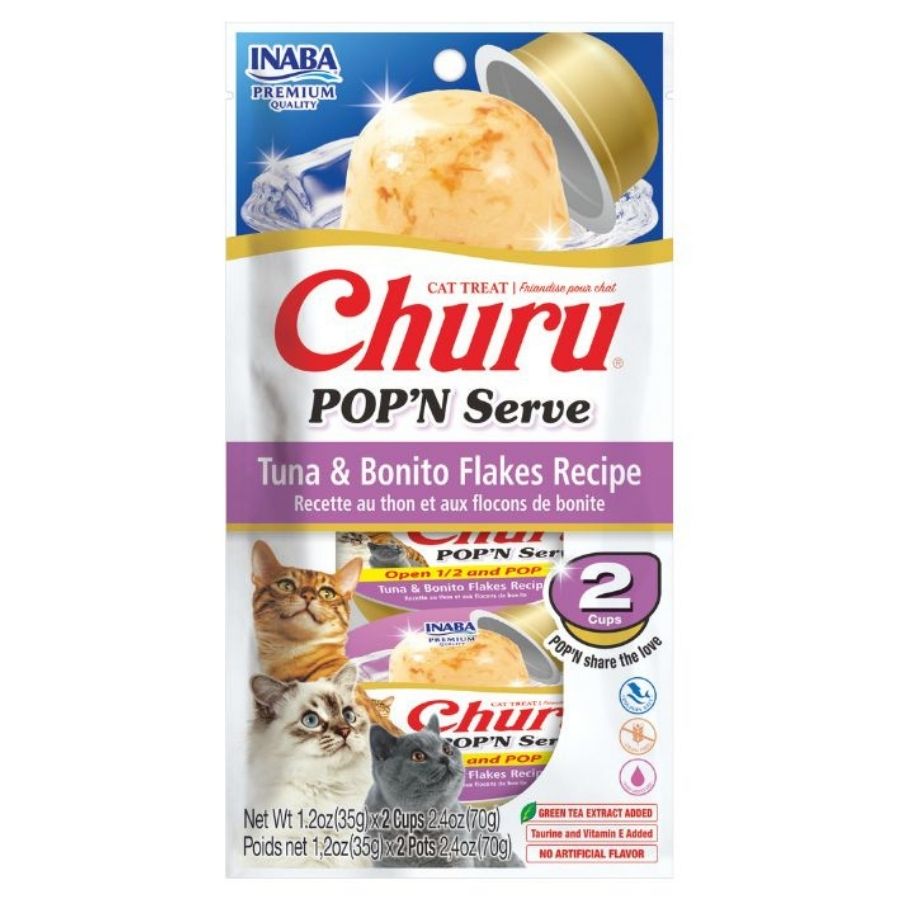 Churu snack para gatos 2 cups pop'n serve sabor at&uacute;n y bonito 70GR, , large image number null