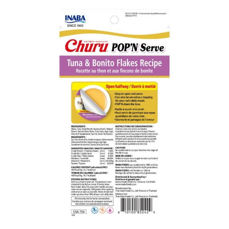 Churu snack para gatos 2 cups pop'n serve sabor at&uacute;n y bonito 70GR, , large image number null