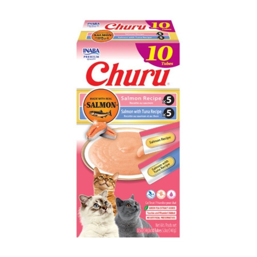 Churu snack para gatos 10 tubes sabores at&uacute;n salm&oacute;n variedades 140GR, , large image number null