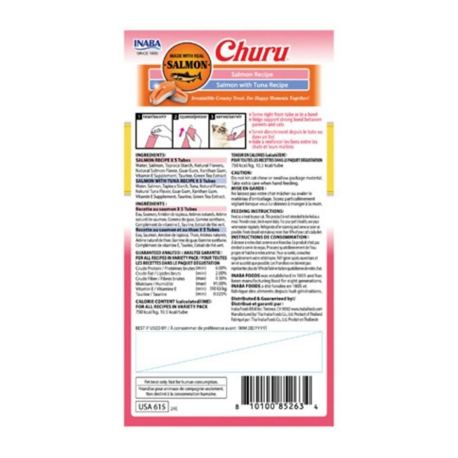 Churu snack para gatos 10 tubes sabores at&uacute;n salm&oacute;n variedades 140GR, , large image number null