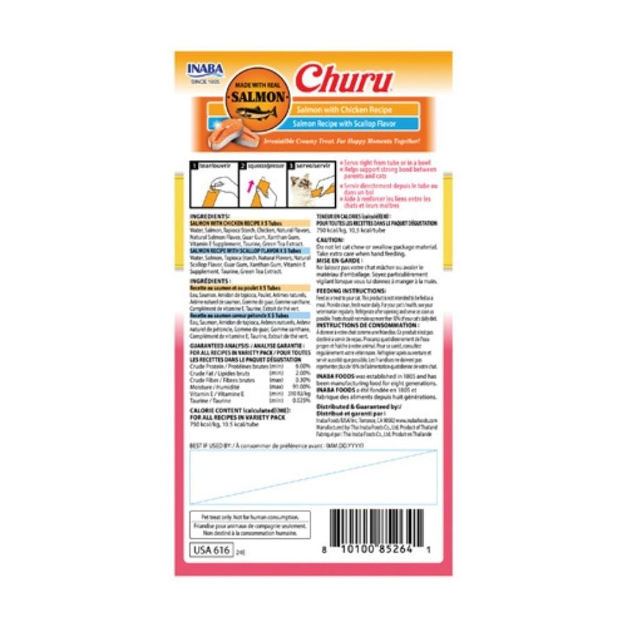 Churu snack para gatos 10 tubes sabores salm&oacute;n pollo 140GR, , large image number null