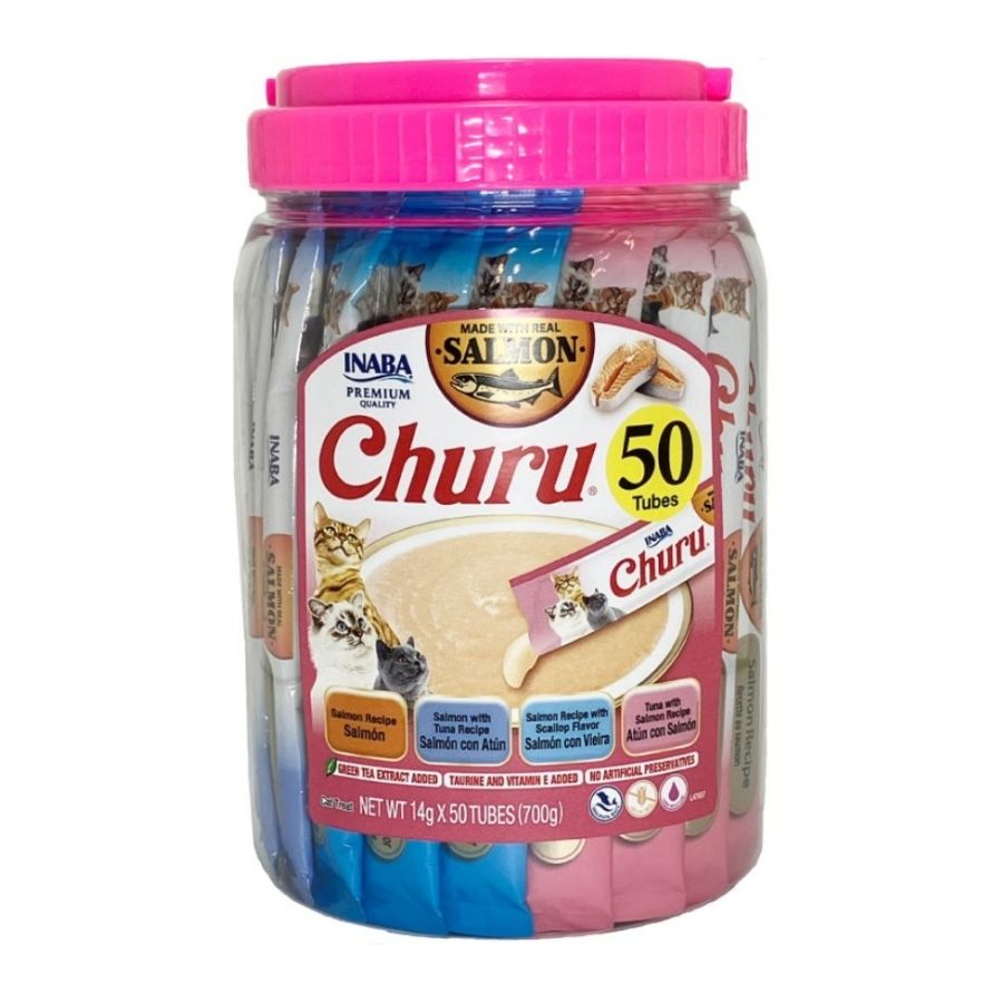 Churu snack para gatos 50 tubes variedades sabor salm&oacute;n 700GR, , large image number null