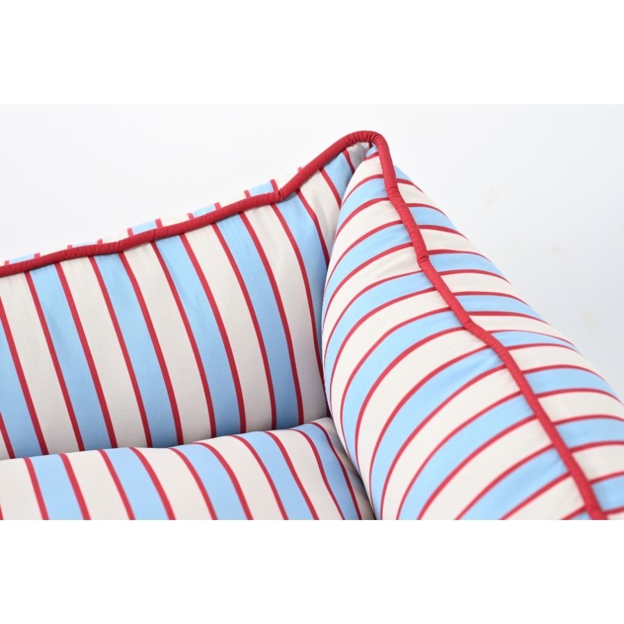 Leeby Cama Rectangular Para Perros Estampado Con Rayas Rojo Y Azul, , large image number null