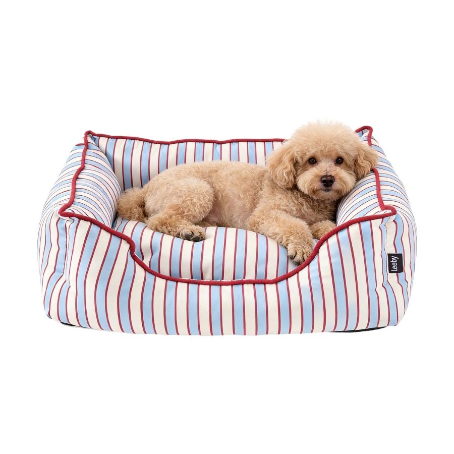 Leeby Cama Rectangular Para Perros Estampado Con Rayas Rojo Y Azul, , large image number null