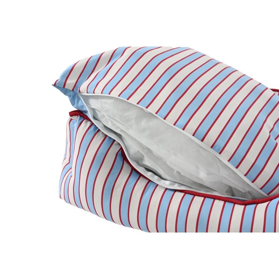 Leeby Cama Rectangular Para Perros Estampado Con Rayas Rojo Y Azul, , large image number null