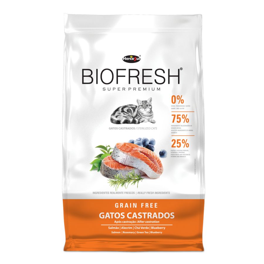 Biofresh super premium alimento seco natural para gatos castrados sabor salm&oacute;n, , large image number null
