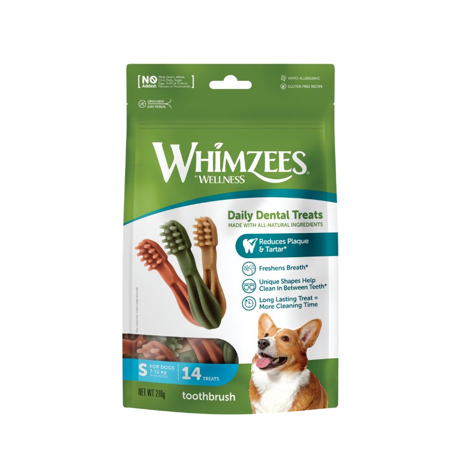 Whimzees snack dental s - forma de cepillo de dientes 1 bolsa de 14 unidades, , large image number null