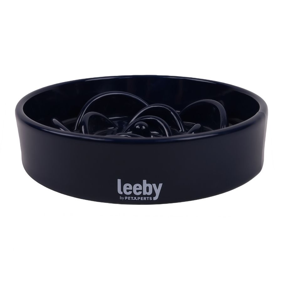 Leeby plato anti-ahogo para perros color azul marino en forma de rosa, , large image number null