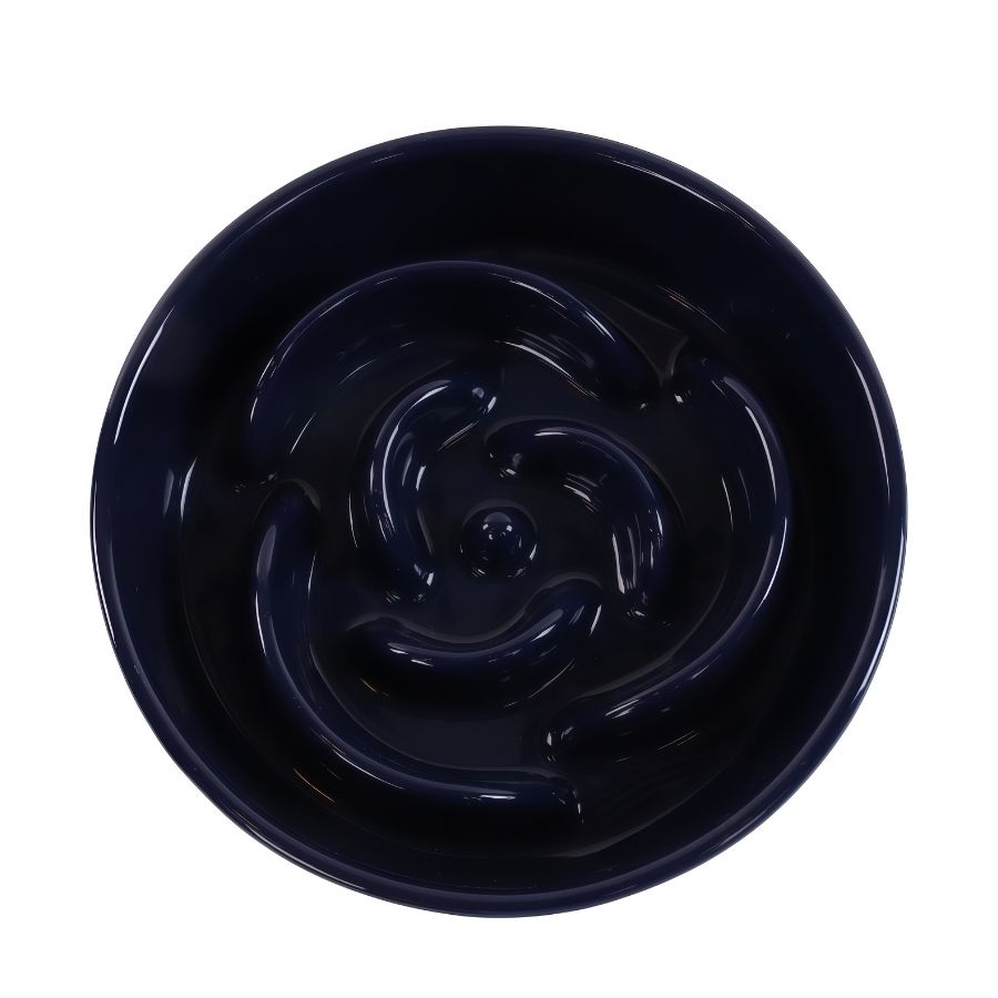 Leeby plato anti-ahogo para perros color azul marino en forma de rosa, , large image number null