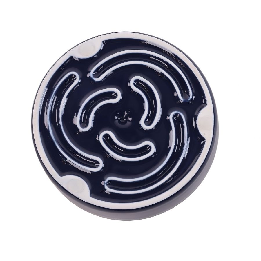 Leeby plato anti-ahogo para perros color azul marino en forma de rosa, , large image number null